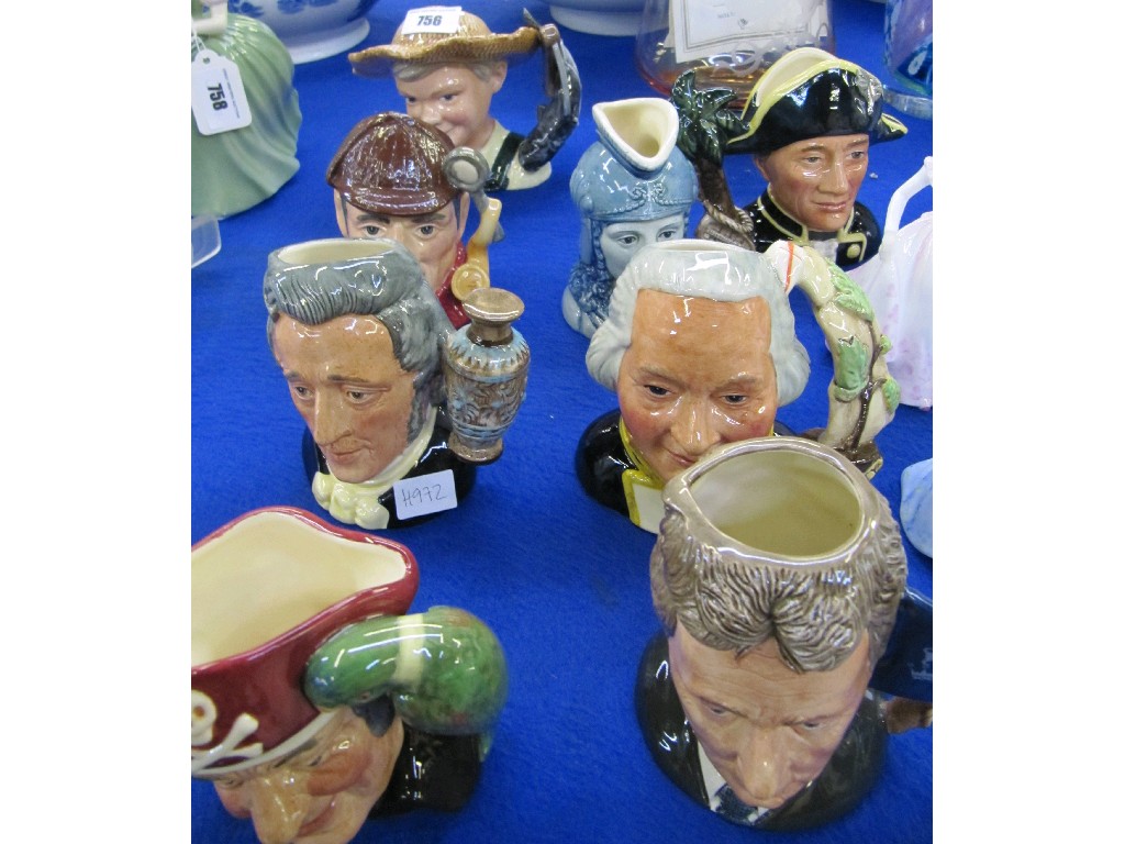 Appraisal: Eight Royal Doulton character jugs to include Captain Bligh Fletcher