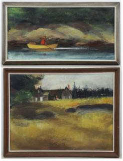 Appraisal: BARBER Joseph Two Oils on Board The Yellow Boat -