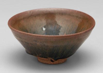 Appraisal: Chinese temmoku quot hare s fur quot bowl red clay