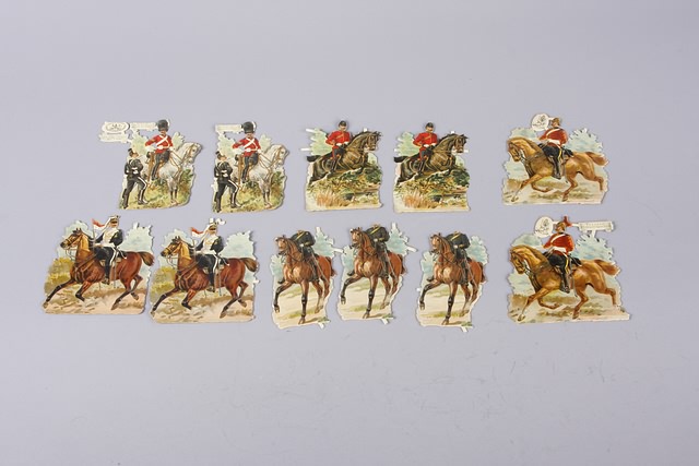 Appraisal: Lot of approximately paper lithograph cutout figures representing British mounted