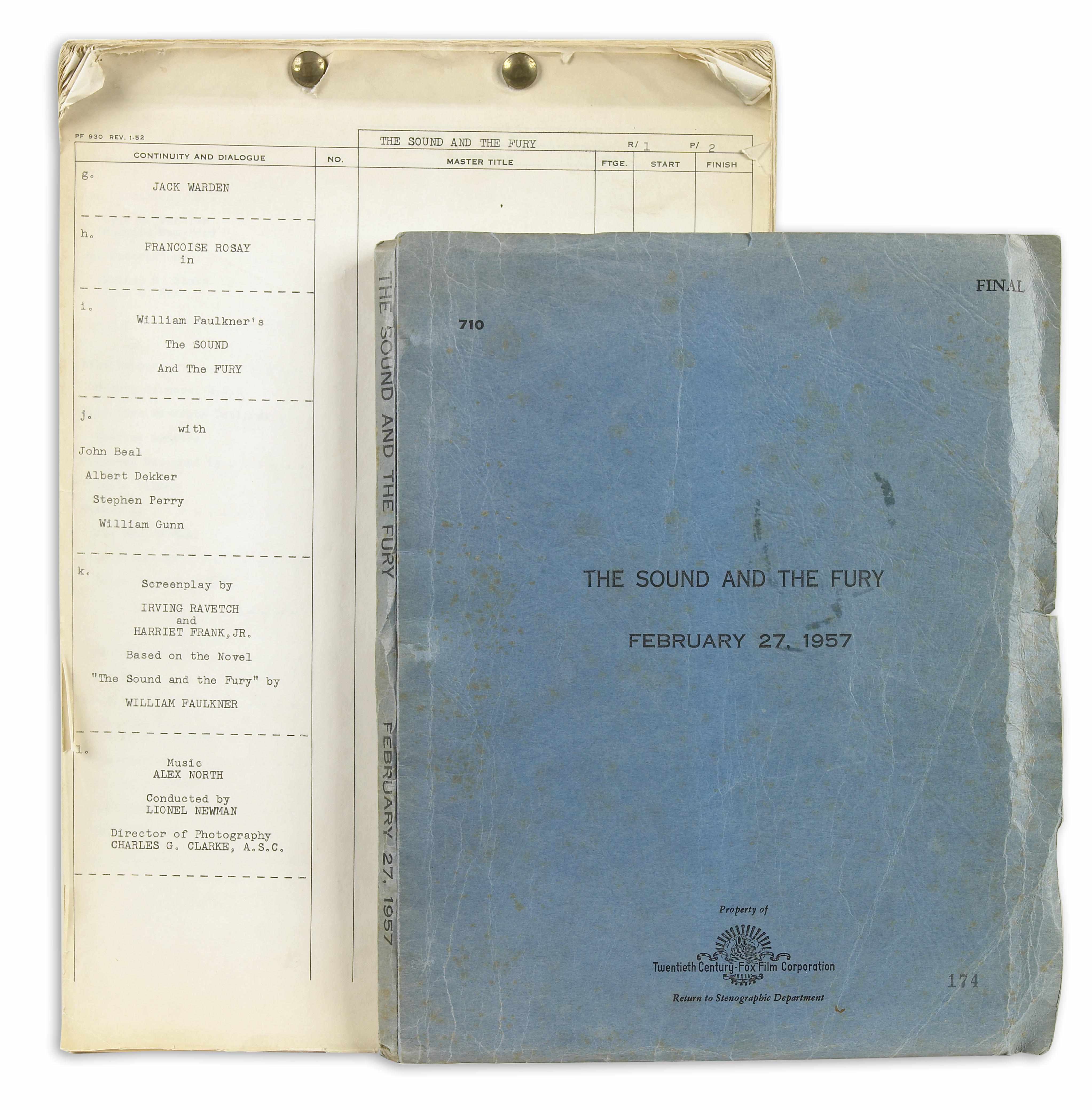 Appraisal: FAULKNER WILLIAM - RAVETCH IRVING and HARRIET FRANK JR Mimeographed