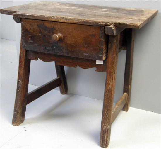 Appraisal: th Century French provincial chestnut side table of plank form