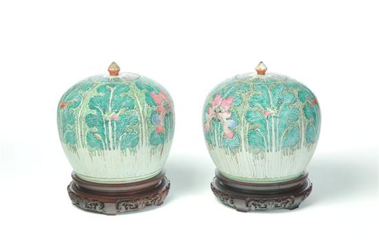 Appraisal: PAIR OF GINGER JARS China late th century Cabbage Leaf