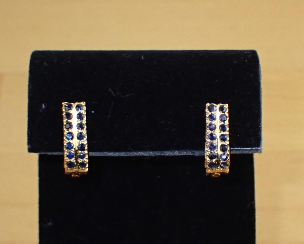 Appraisal: PAIR OF SAPPHIRE AND TWENTY-TWO KARAT GOLD EARRINGS each k