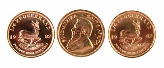 Appraisal: South African Krugerrand gold coins obverse with profile portrait of