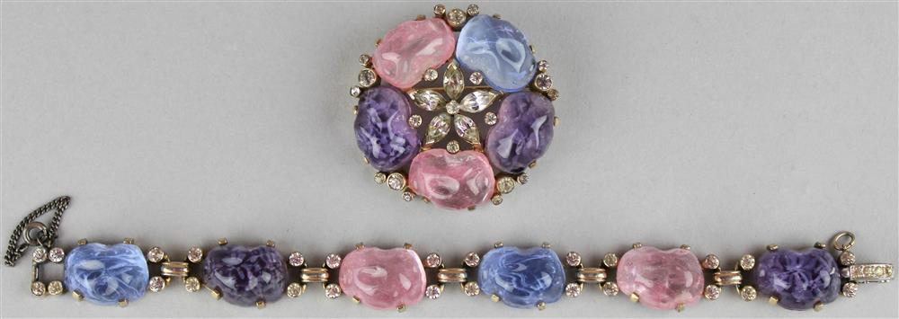 Appraisal: CIRO BLUE PINK AND VIOLET ROCK CANDY BROOCH AND BRACELET