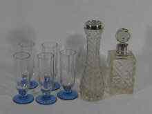 Appraisal: A mixed lot comprising five pale blue shot glasses each