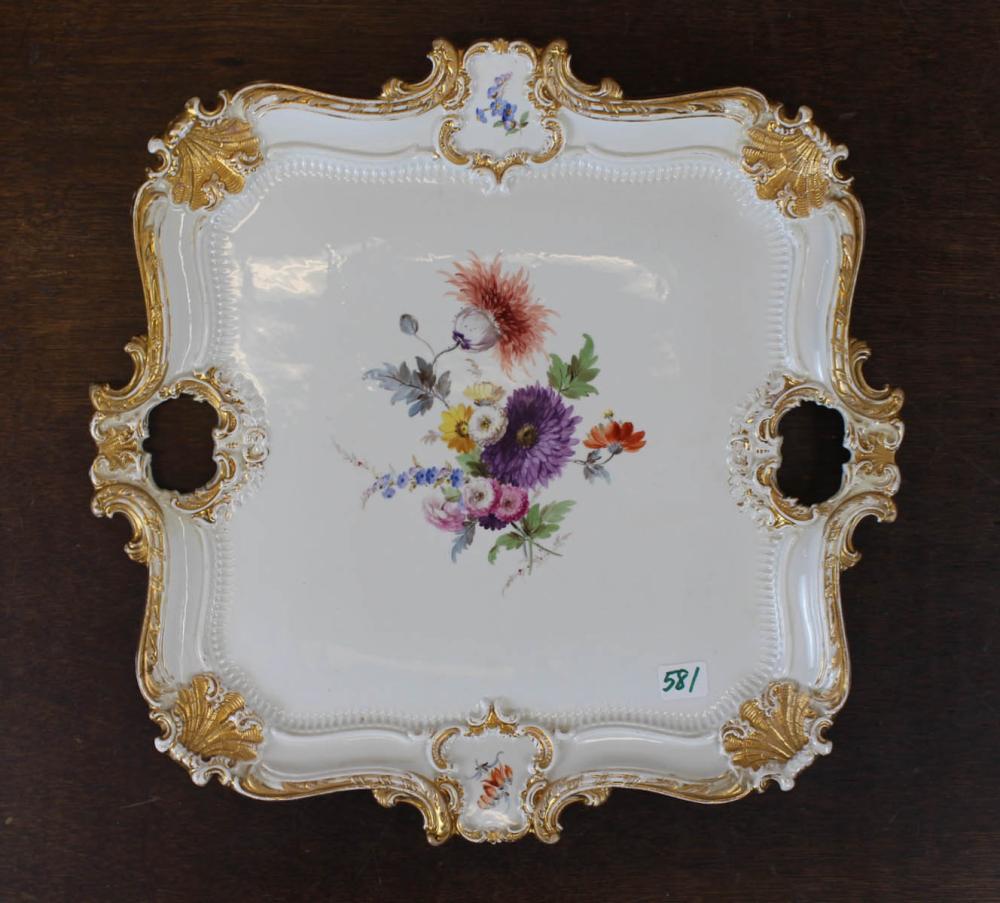 Appraisal: SQUARE MEISSEN PORCELAIN SERVING PLATTER German late th century white