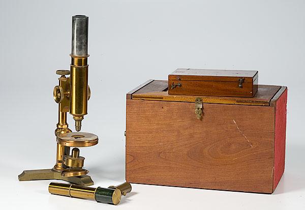 Appraisal: CASED TH CENTURY MICROSCOPE AND SPECTROSCOPE lot of two Includes