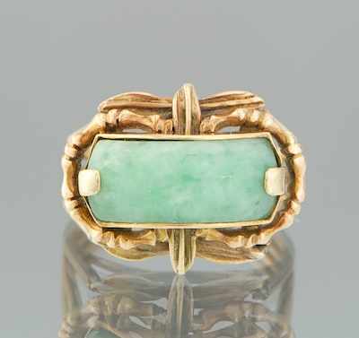 Appraisal: A Ladies' Jadeite and Gold Ring k yellow gold ring