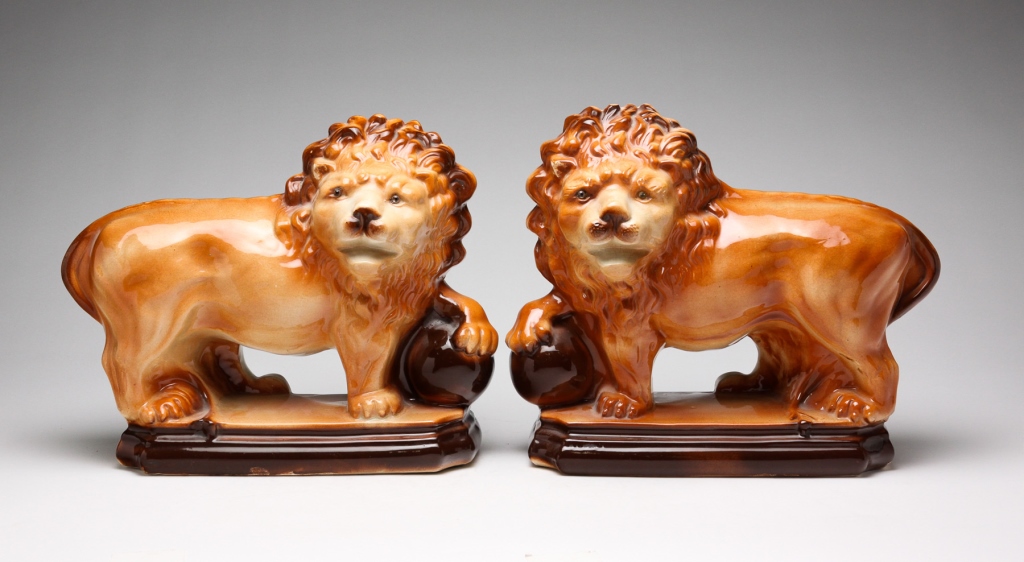 Appraisal: Late th century Possibly Lancaster Sons Ltd Standing lions with