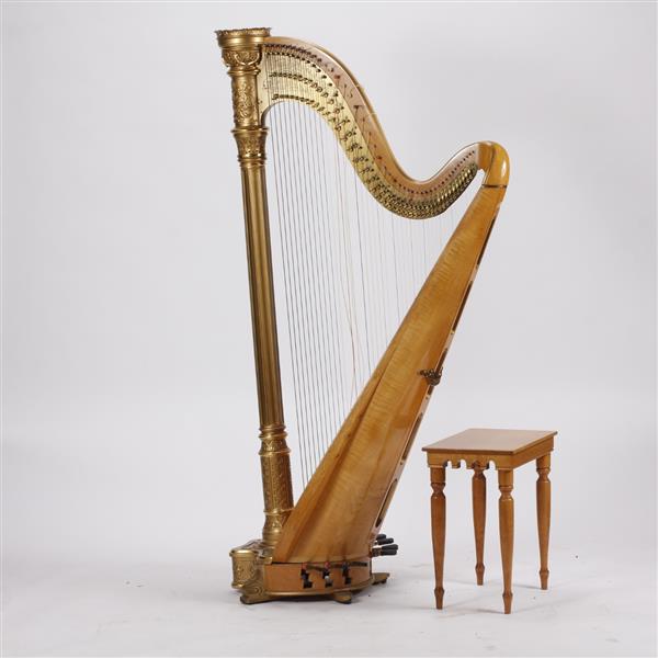 Appraisal: Antique gilt Lyon Healy Style hybrid concert harp with bench