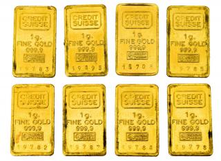 Appraisal: CREDIT SUISSE ONE GRAM GOLD BARS lot of Credit Suisse