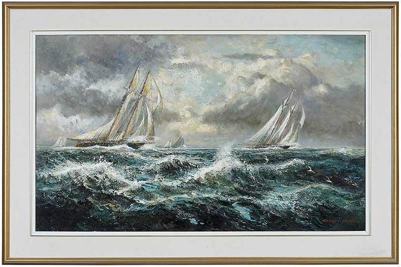 Appraisal: Joseph Douglas Purcell Nova Scotia Canadian - Coursing Yachts signed