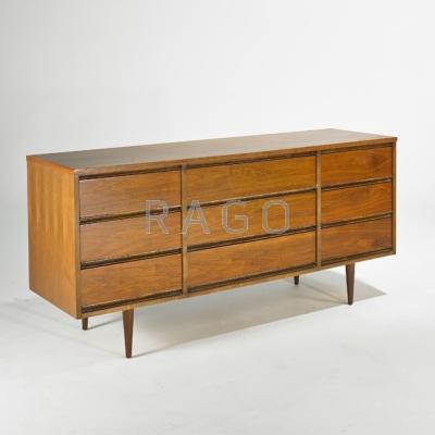 Appraisal: DANISH STYLE Walnut triple dresser s Branded Dixie x x