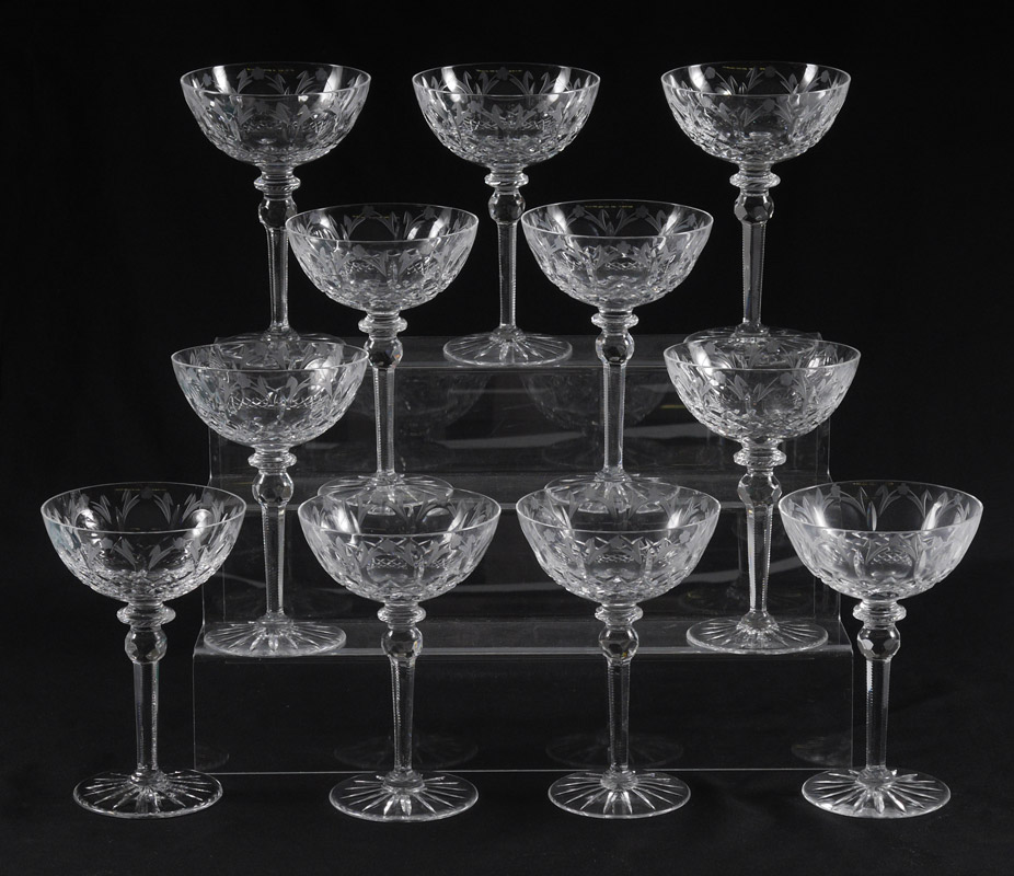 Appraisal: SET OF ROGASKA CRYSTAL TALL CHAMPAGNE SHERBET GLASSES IN THE