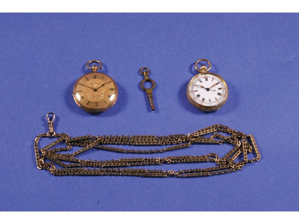 Appraisal: A LADIES K GOLD POCKET WATCH the gilt dial inscribed