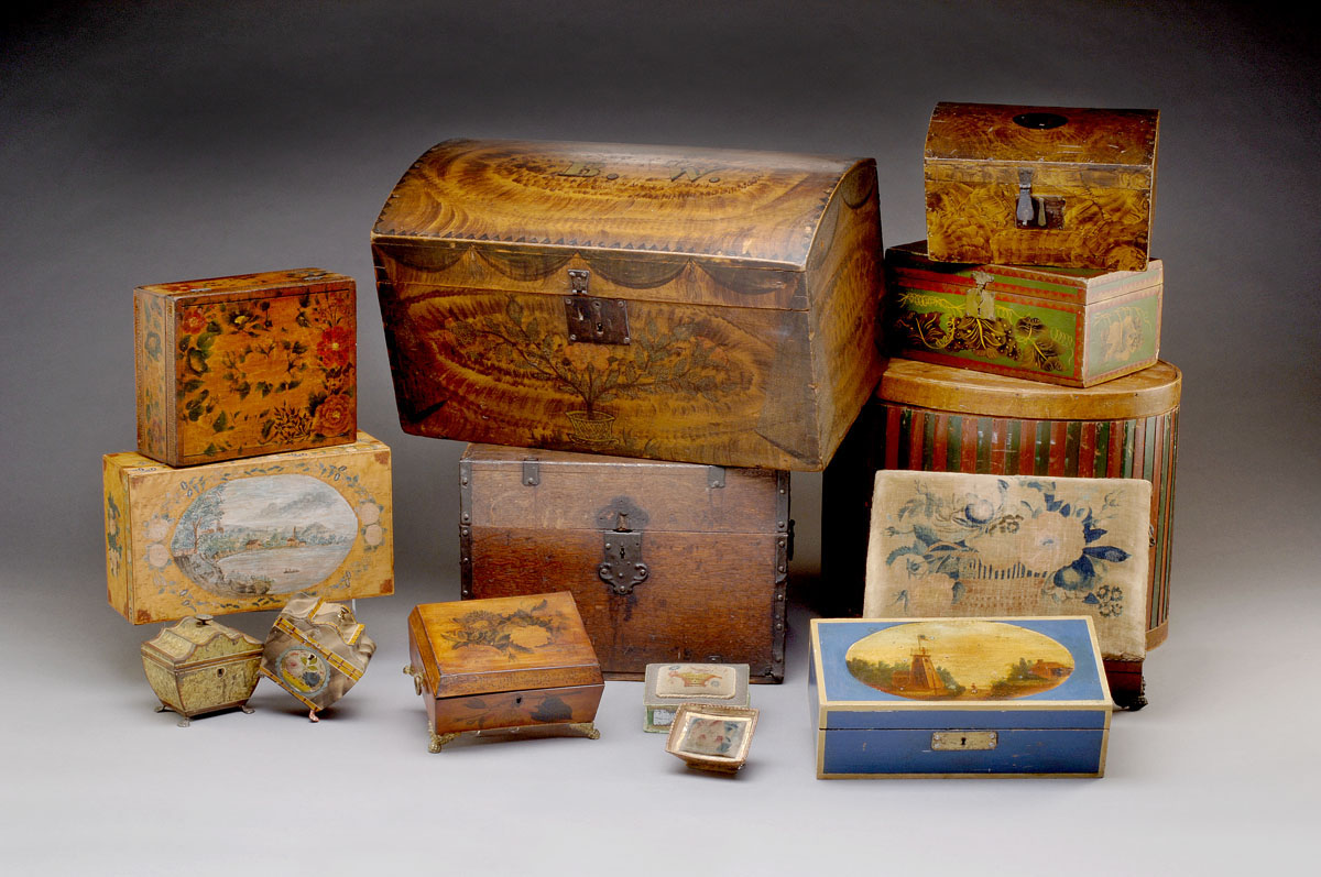 Appraisal: AMERICAN BIRD'S EYE MAPLE VALUABLES BOX THE TOP WITH A