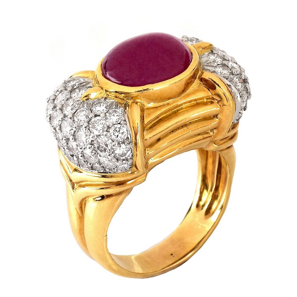 Appraisal: Burma Ruby Diamond and K Gold Ring Bulgari style Italian