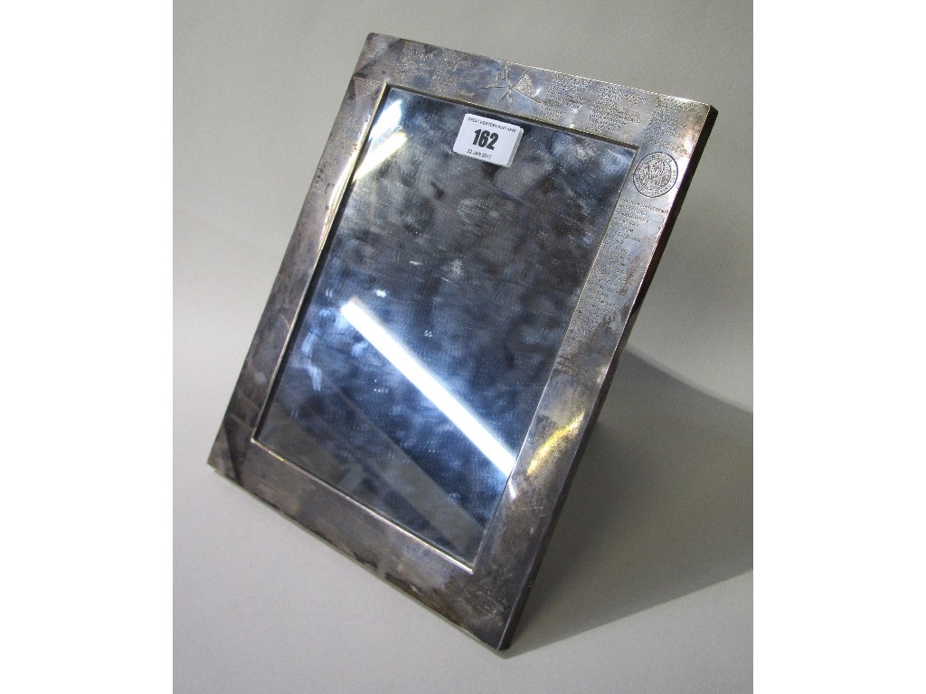 Appraisal: Silver mounted mirror - Royal Engineers Flying Club engraved with