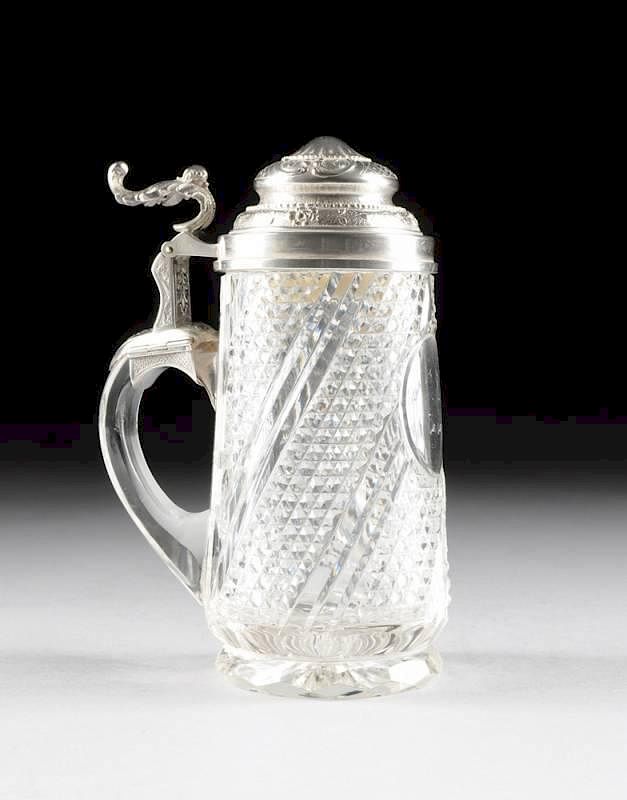 Appraisal: A HEINRICH SCHACHINGER AUSTRIAN CUT CRYSTAL TANKARD WITH STANDARD SILVER