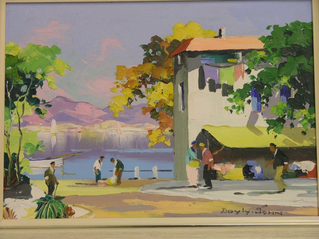 Appraisal: Doyly-John - oil on canvas entitled 'Juan les Pins' x