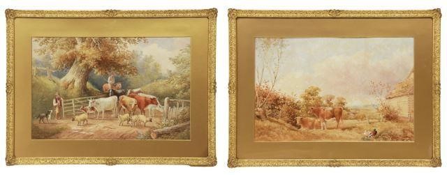 Appraisal: lot of Framed watercolor paintings on paper including Cattle and