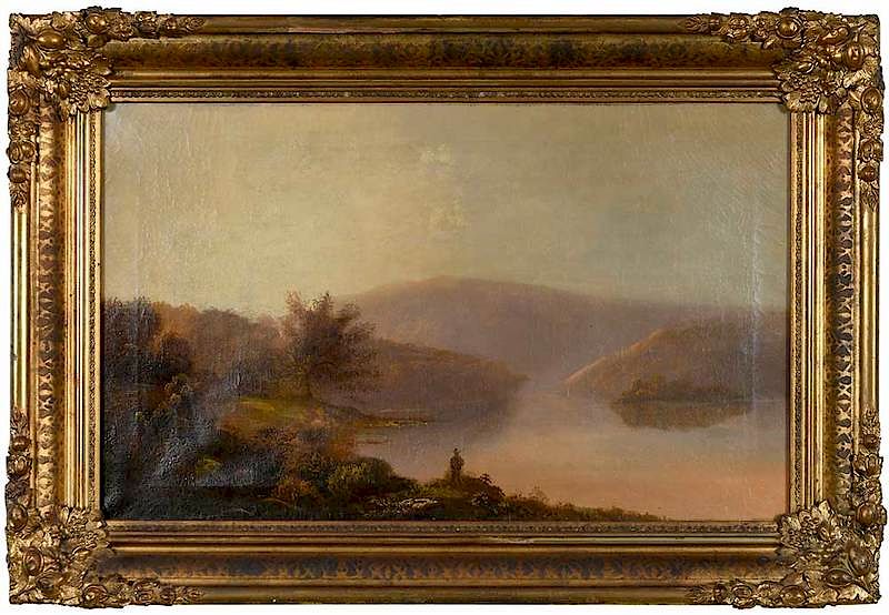 Appraisal: Hudson River School th century Summer Landscape unsigned oil on