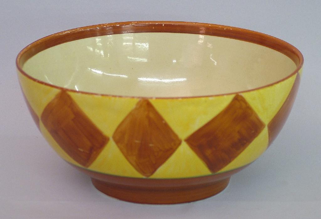 Appraisal: Original Bizarre' bowl painted in shades of brown yellow and