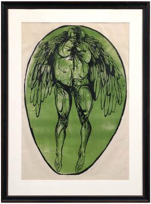 Appraisal: Leonard Baskin woodcut New Jersey - Icarus artist's proof color