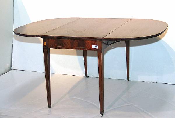 Appraisal: A George III style inlaid mahogany drop leaf dining table