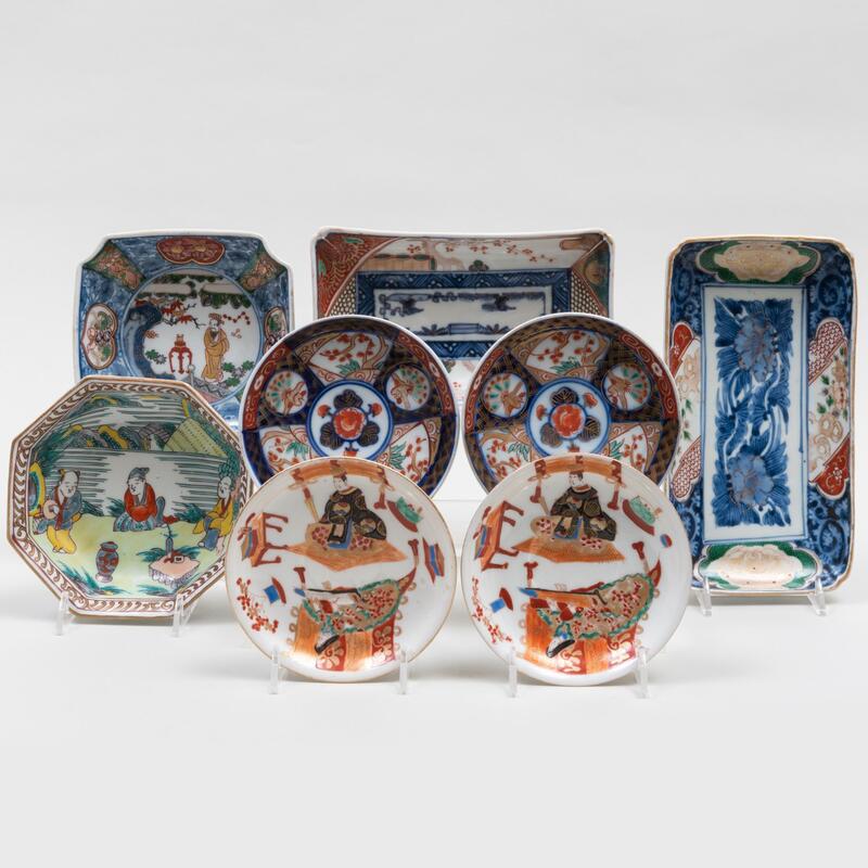 Appraisal: Group of Japanese Imari Porcelain Wares Comprising Two rectangular dishes