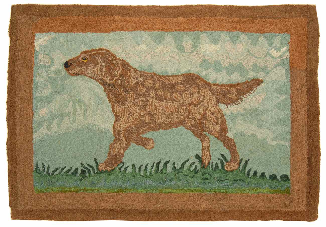 Appraisal: HOOKED RUG PICTORIAL x Depicting an Irish Setter