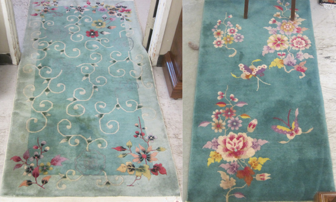 Appraisal: TWO CHINESE NICHOLS AREA RUGS both hand knotted in floral