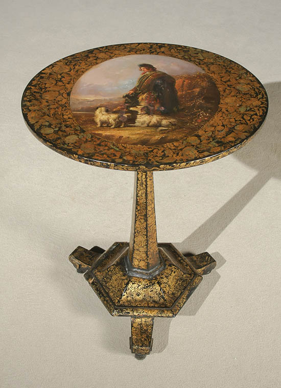 Appraisal: Victorian Parcel Gilt and Painted Tilt-Top Tripod Table Mid- th