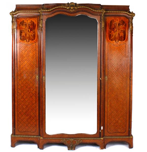 Appraisal: A Louis XV style gilt bronze mounted armoire losses height