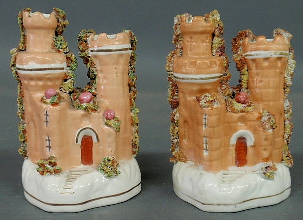 Appraisal: Two Staffordshire figures of Warwick Castle h x w