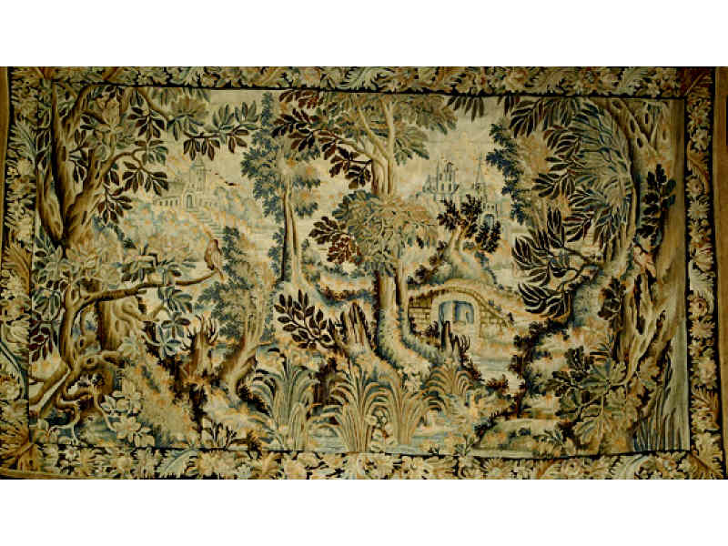 Appraisal: CONTINENTAL VERDURE TAPESTRY Depicting a landscape of lush vegetation with