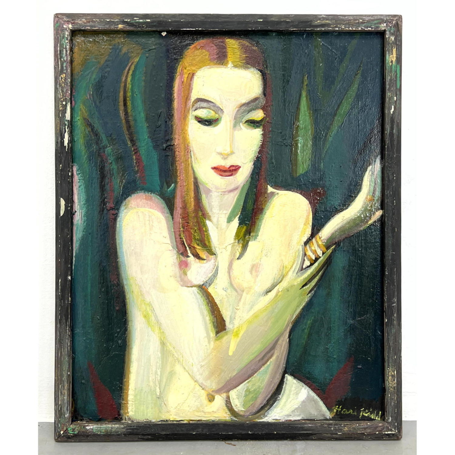 Appraisal: HARI KIDD Painting on Board Female nude portrait Dimensions H