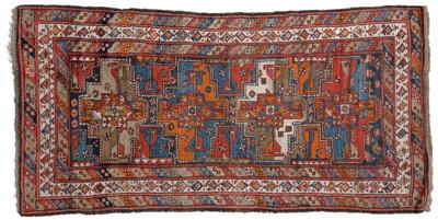 Appraisal: Kazak rug four central medallions on multi-colored field mid th