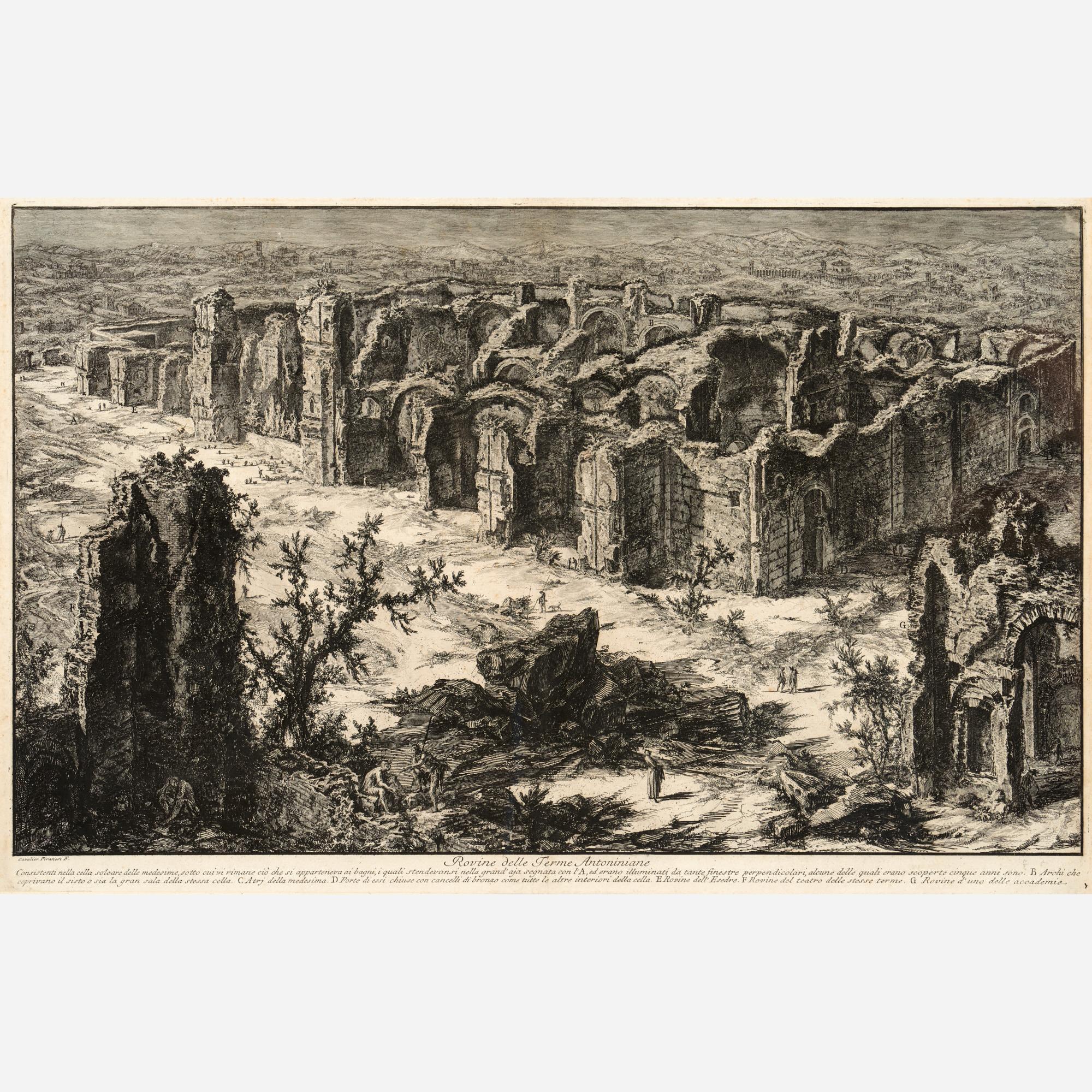 Appraisal: GIOVANNI BATTISTA PIRANESI ETCHING BATHS OF CARACALLA Giovanni Battista Piranesi