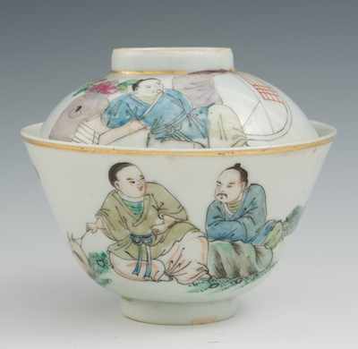 Appraisal: A Chinese Covered Tea Bowl Guangxu Period or Later Footed