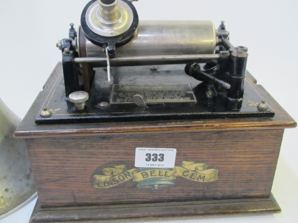 Appraisal: An Edison Bell wax cylinder phonograph with three cylinders