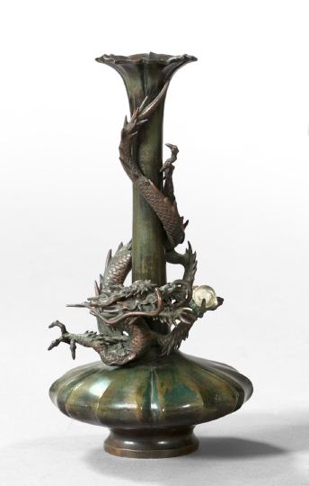 Appraisal: Good Japanese Meiji Bronze Tall-Neck Vase fourth quarter th century