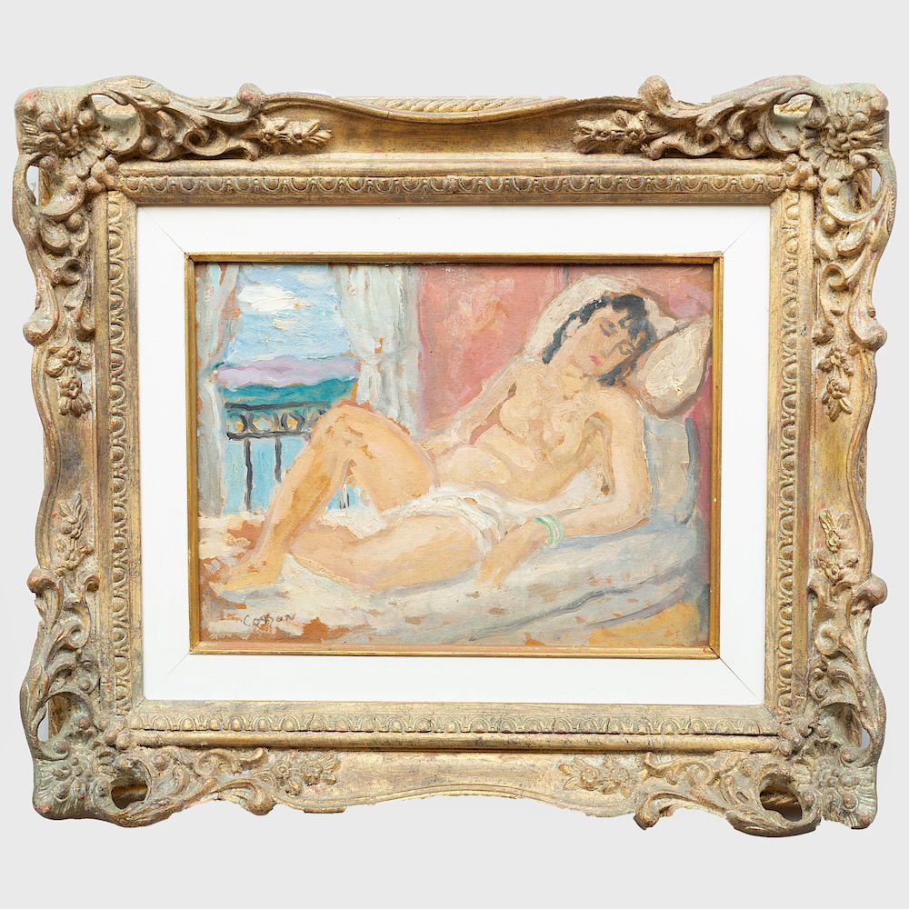 Appraisal: Marcel Cosson - Reclining Nude Oil on board signed 'Cosson'