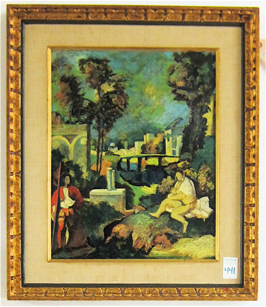 Appraisal: ALLEGORICAL LANDSCAPE OIL ON BOARD depicting a village with a