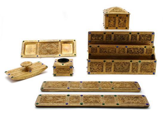 Appraisal: A Tiffany Studios Partial Bronze Desk Set in the Ninth