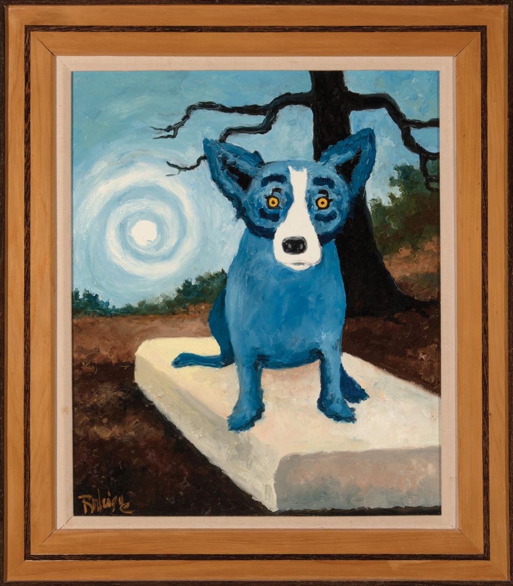 Appraisal: George Rodrigue American Louisiana - Blue Dog in Moonlight oil