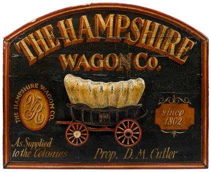 Appraisal: Carved and painted Hampshire Wagon Co trade signWith a two