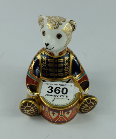 Appraisal: Royal Crown Derby Drummer bear with gold stopper boxed